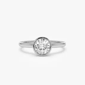 0.75 - 1.50 ctw 14k Bezel Setting Round Shape Lab Grown Diamond Engagement Ring - Lydia