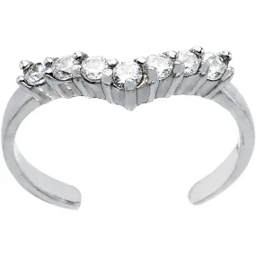 10k White Gold Cubic Zirconia Princess Toe Ring