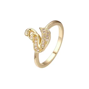 14K Gold double swan rings