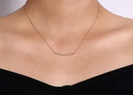 14K Rose Gold Curved Geometric Diamond Bar Necklace