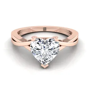 14K Rose Gold Heart Shape Center Delicate Twist Solitaire Engagement Ring