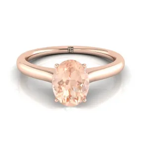 14K Rose Gold Oval Cathedral Solitaire Surprise Secret Stone Engagement Ring