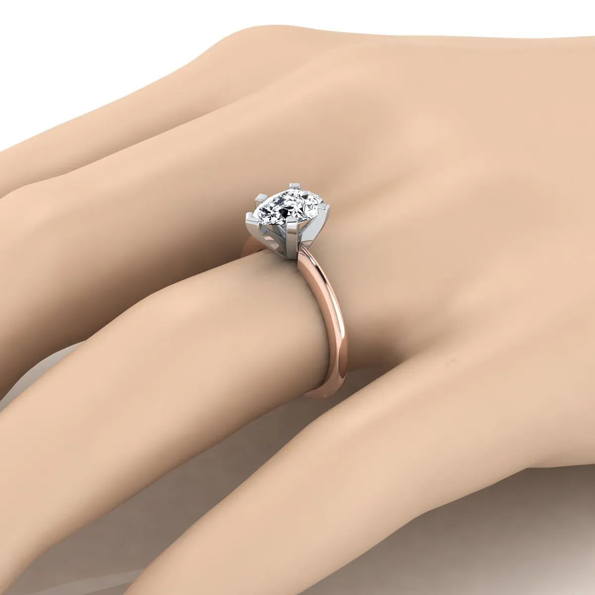 14K Rose Gold Pear Shape Center  Classic Low Base Solitaire Engagement Ring