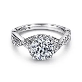 14K White Gold 'Courtney' Twist Round Diamond Engagement Ring