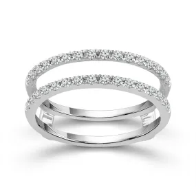 14K White Gold Double Diamond Ring Guard