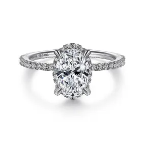 14K White Gold 'Hart' Hidden Halo Oval Diamond Engagement Ring