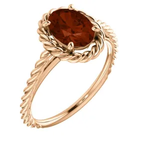 14KT GOLD 2.00 CARAT OVAL GARNET RING