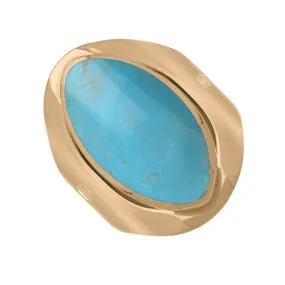 18ct Rose Gold Turquoise Hallmark Medium Oval Ring