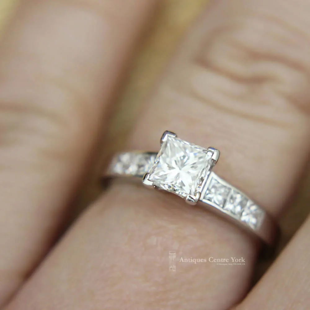 18ct White Gold Certified 1.01ct Princess Cut Diamond Solitaire