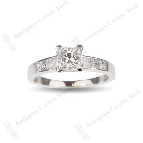 18ct White Gold Certified 1.01ct Princess Cut Diamond Solitaire