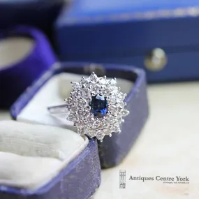 18ct White Gold Sapphire & Diamond Cluster Ring