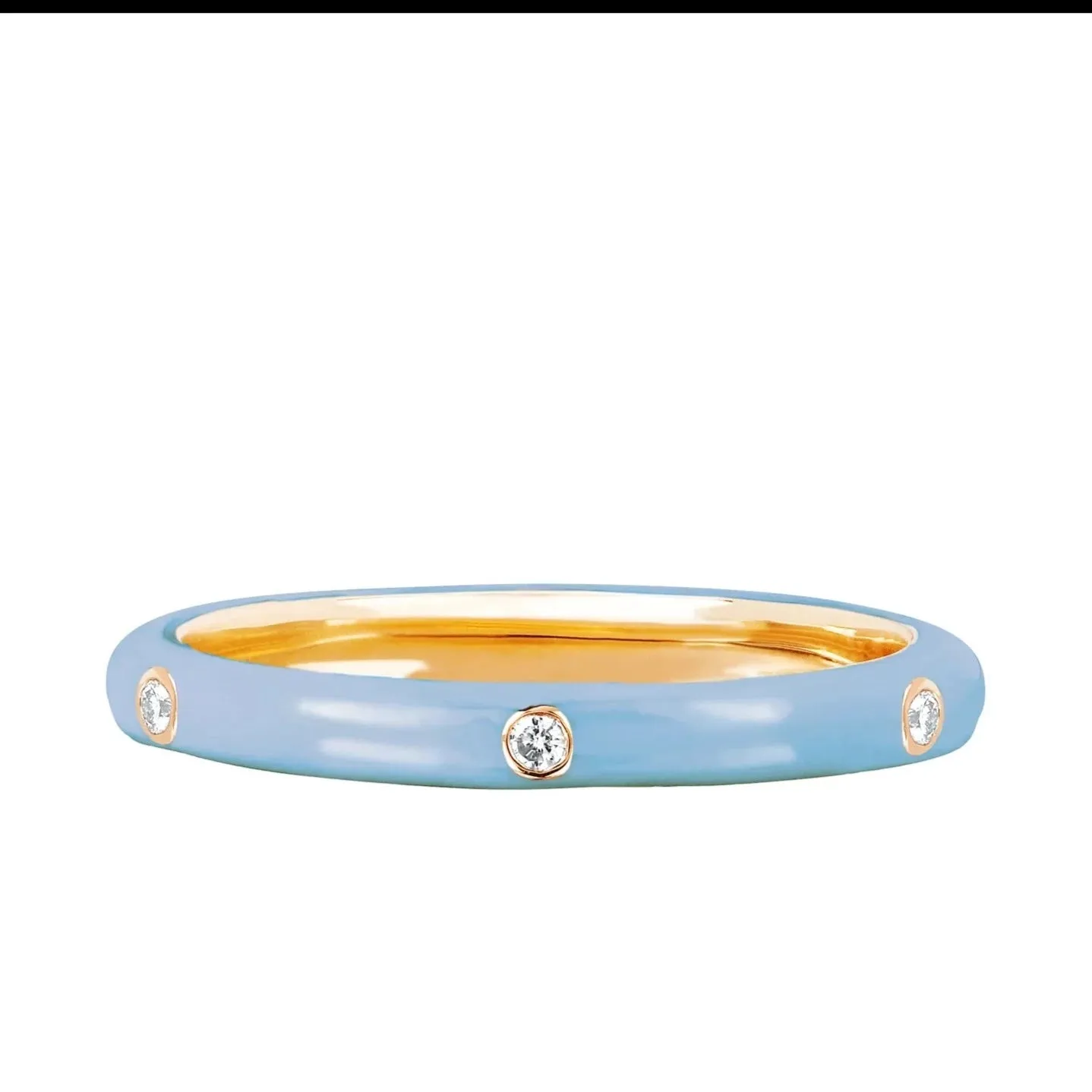 3 Diamond Enamel Stack Ring