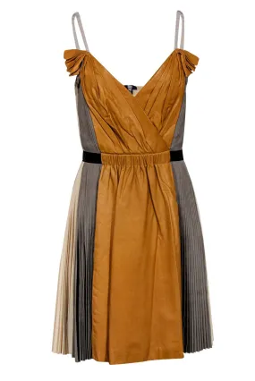 3.1 Phillip Lim - Pleated Leather Colorblock Dress Sz 2