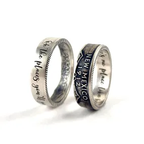 90% Silver Custom Engraved State Quarter Ring