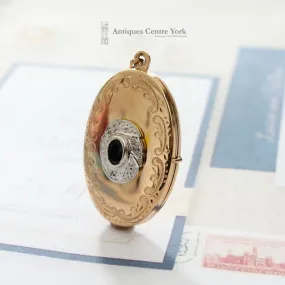 9ct 2 Colour Gold Sapphire & Diamond Locket