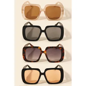 Acetate Square Frame Sunglasses Black/Orange