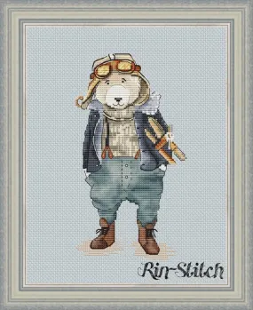 Aviator Bear - PDF Cross Stitch Pattern