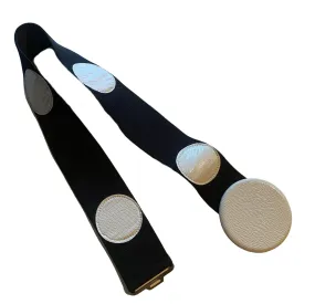 Black Wide Elastic New Wave Belt with Vinyl Dots and Circle Clasp circa 1980s