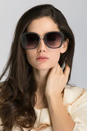 Blue Prism and Gold Metal Frame Oval   Sunglasses