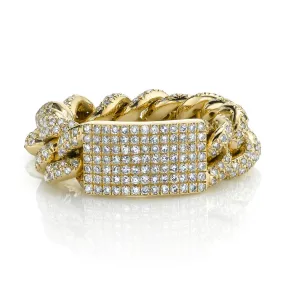 DIAMOND PAVE ID MEDIUM LINK RING