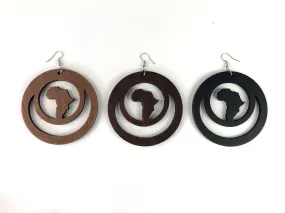 Dual Loop Africa Wooden Earrings