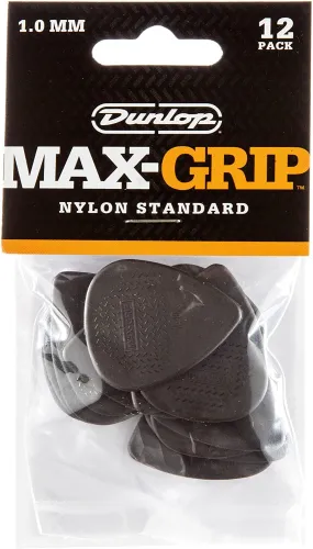 Dunlop 449P1.0 1.0mm Max-Grip Nylon Standard Guitar Picks, 12-Pack