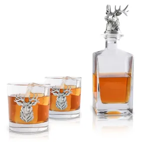 Elk / Deer Bust Decanter Set with Glasses