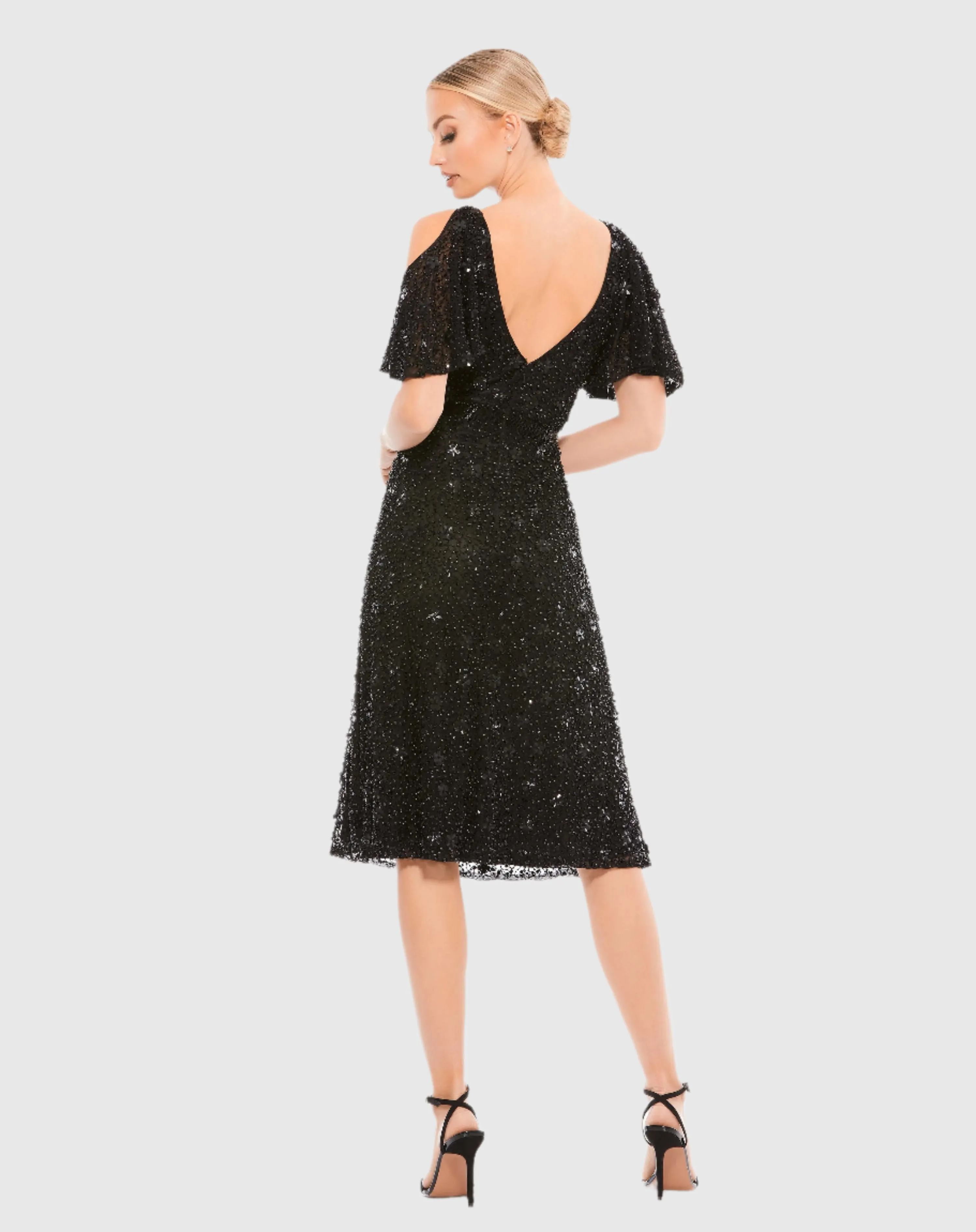 Embellished Cold Shoulder Cocktail Dress - FINAL SALE