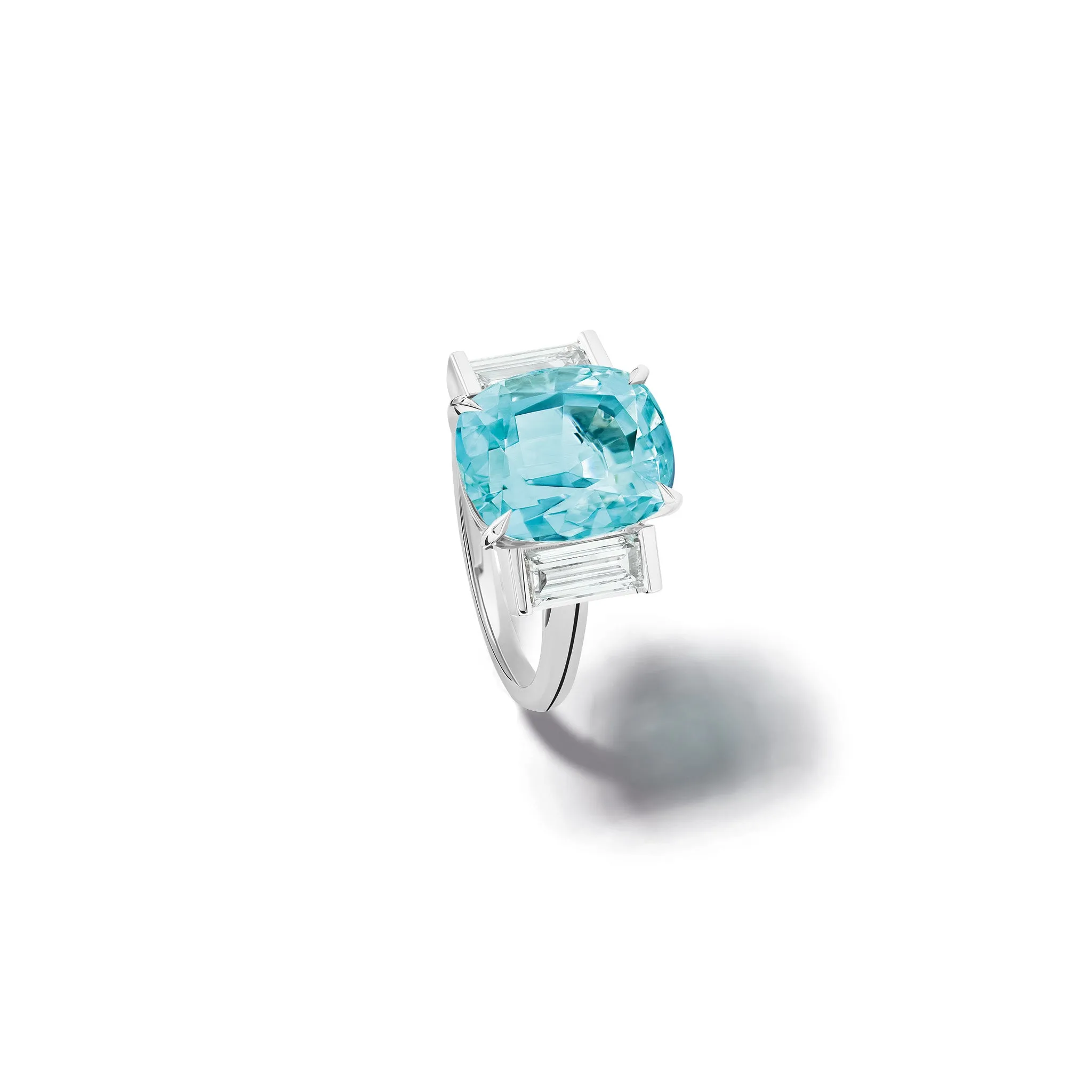 Emma Engagement Ring 18ct White Gold - Aquamarine & Diamond