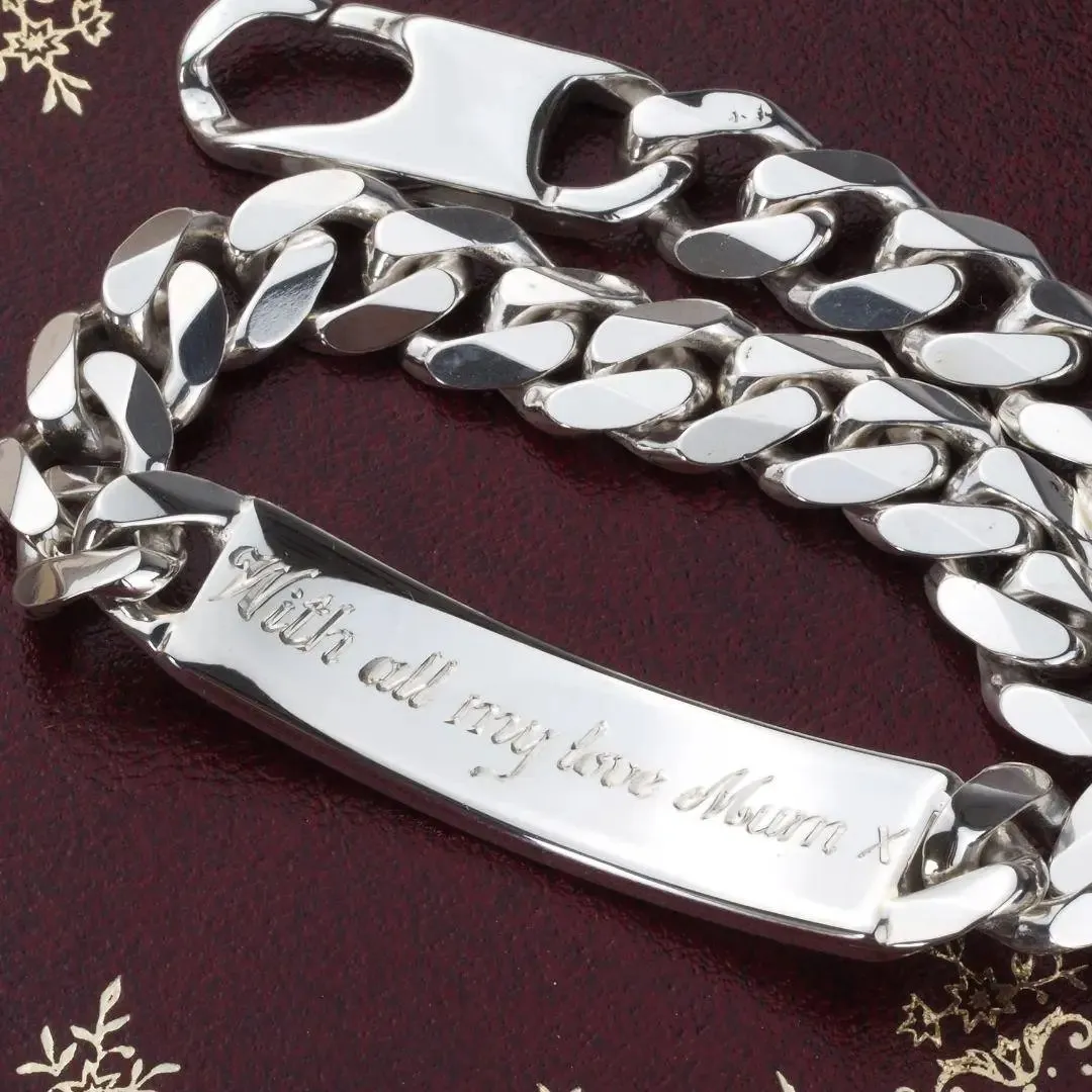 Engraved Sterling Silver Mens 9 inch Id Bracelet