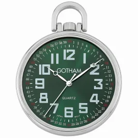 Gotham Men's Silver-Tone Ultra Thin Railroad Open Face Quartz Pocket Watch # GWC15027SG