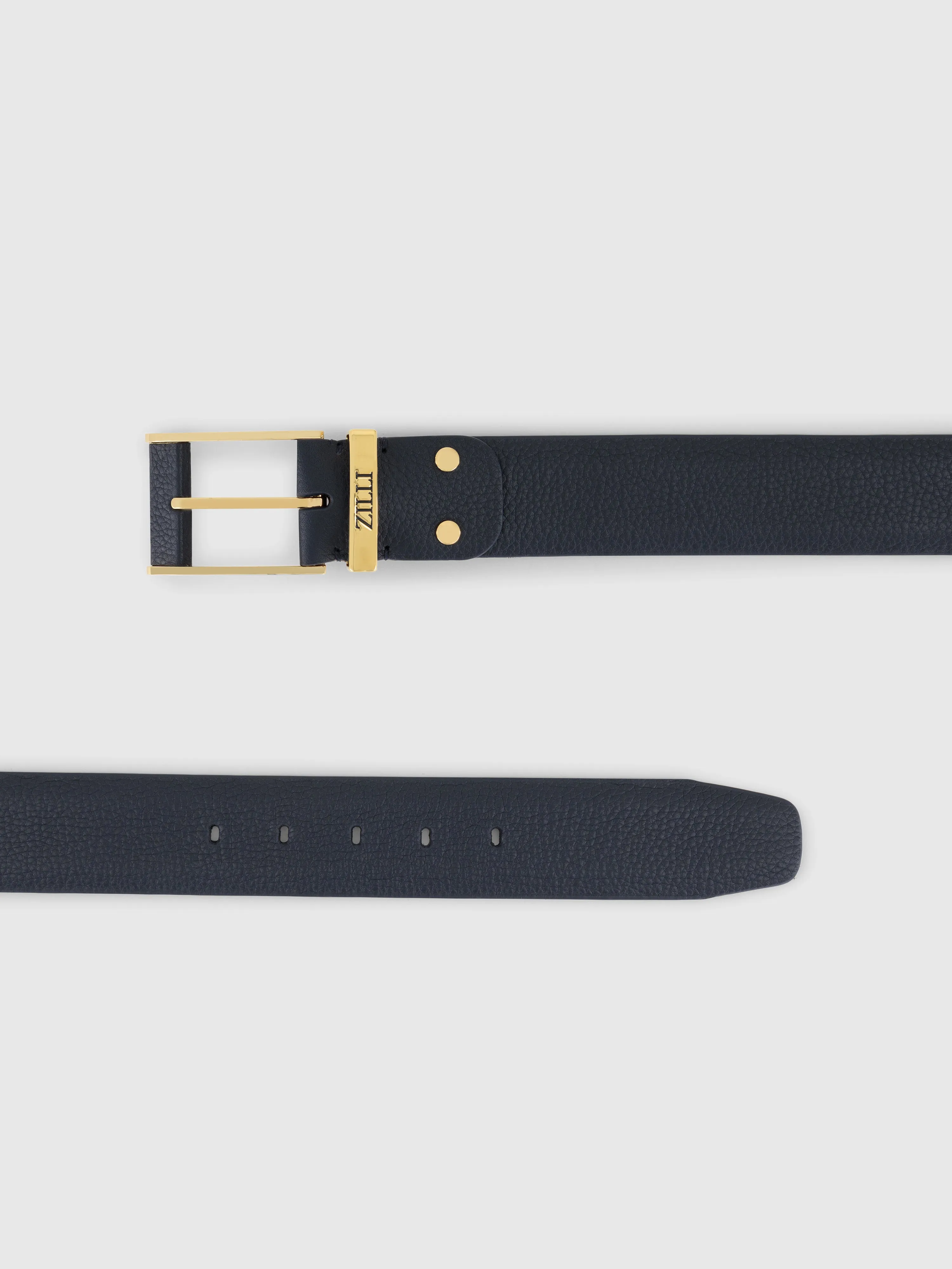 Grained Calfskin Belt with 2007 Buckle Blue Navy