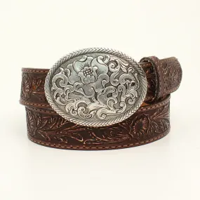 M&F Western® Women's Brown Tooled Lace Edge Western Belt