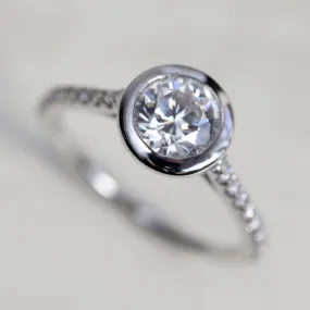 Open Bezel Pave Solitaire Engagement Ring