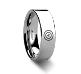 Polished Tungsten Engraved Super Hero Rings - 8mm