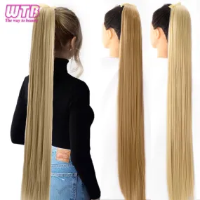 Ponytail Hairpieces WTB Long Silky Straight Drawstring  Clip In Hair Tail