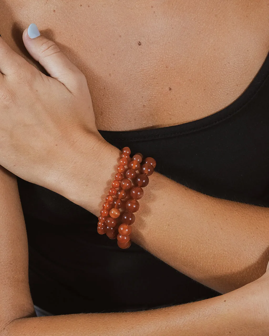 Red Agate Stretch Bracelet Set of 3