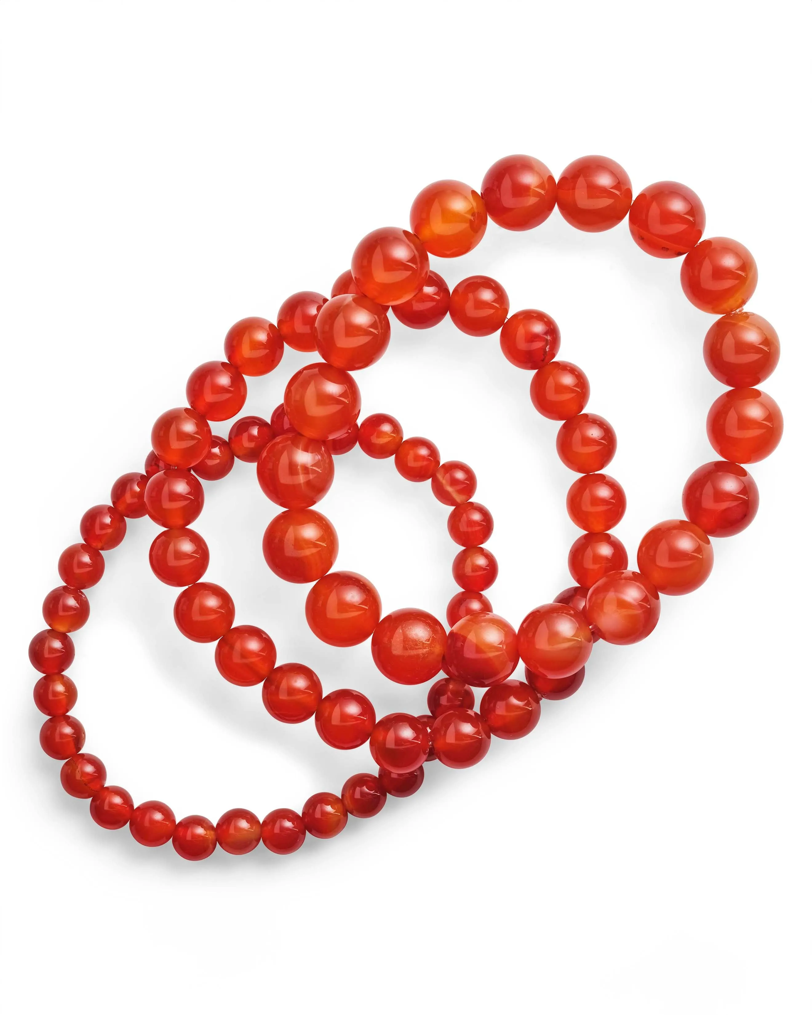 Red Agate Stretch Bracelet Set of 3