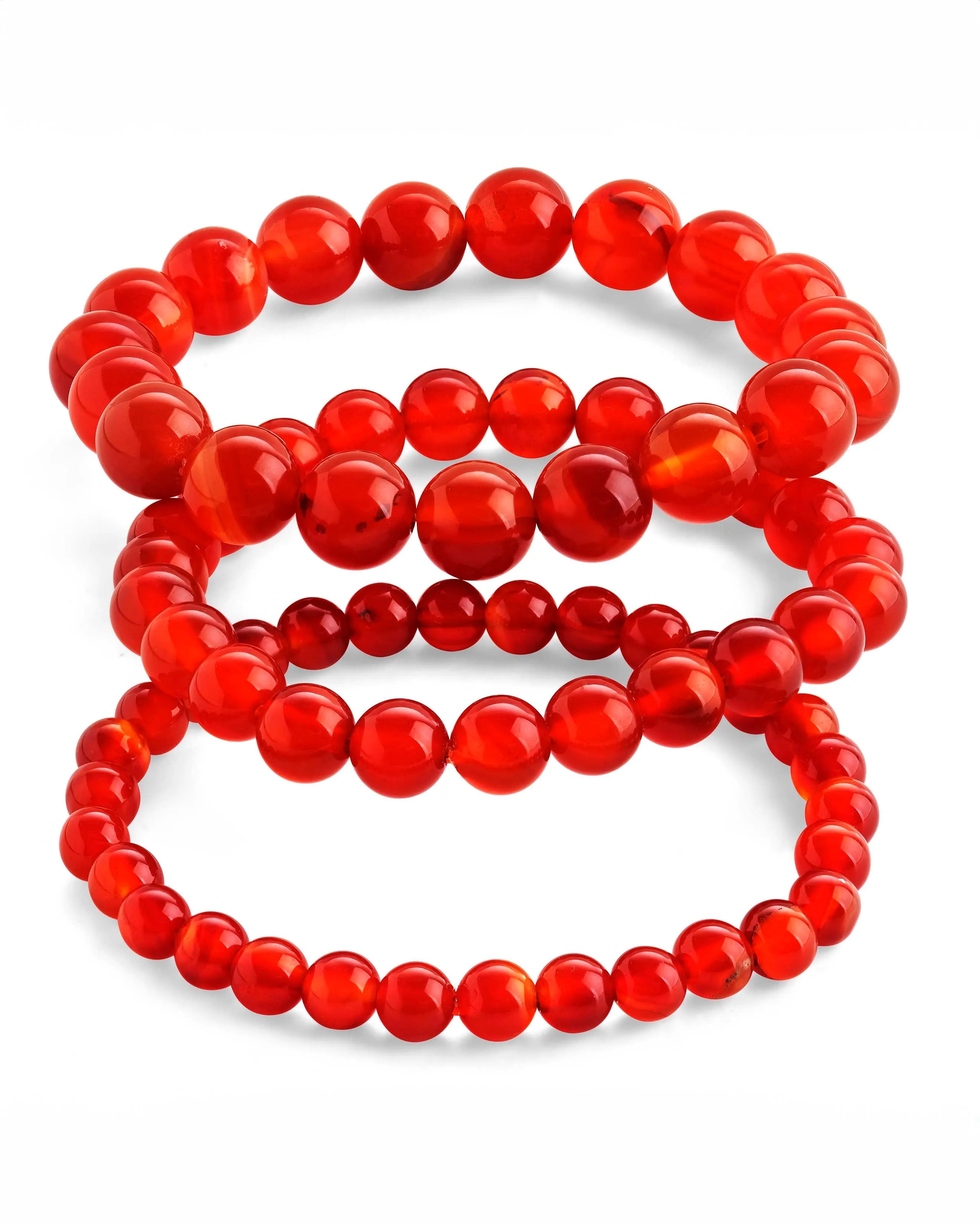 Red Agate Stretch Bracelet Set of 3