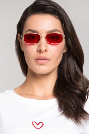 Red Square Slim Vintage Sunglasses