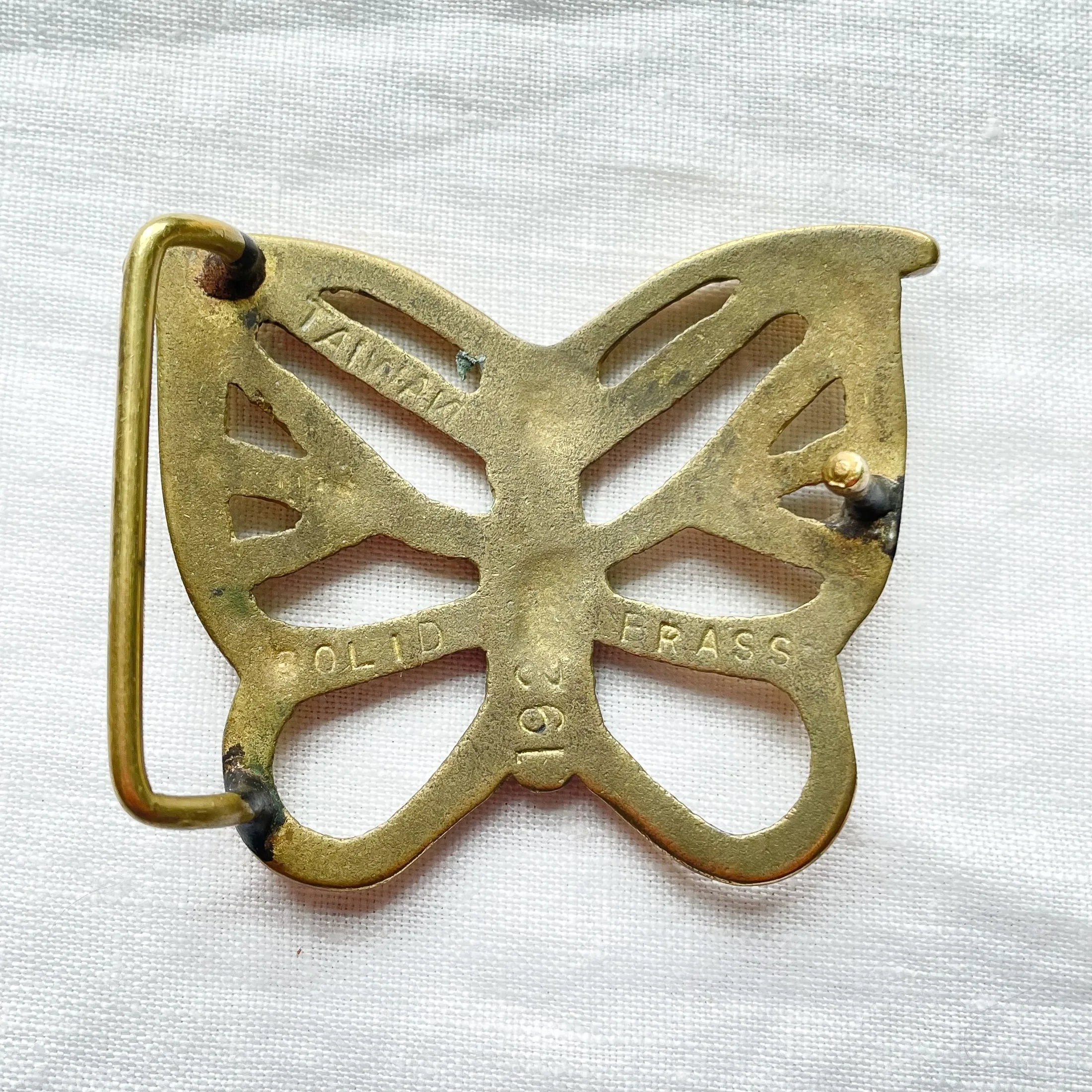 SOLD Vintage 60s/70s Butterfly Solid Brass Belt Buckle