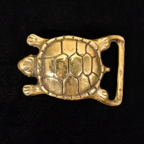 SOLD Vintage 70s Trinity Solid Brass Turtle Belt Buckle, Hippie Buckle 109.8 Grams