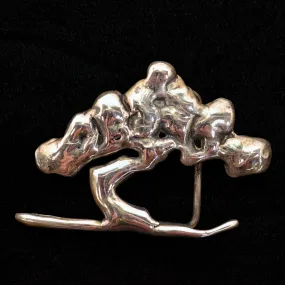 SOLD Vintage Artisan Sterling Studio Brutalist Modernist Abstract Belt Buckle, Tree Nature, 53 Grams