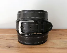 Stitched Leather Belt Grey