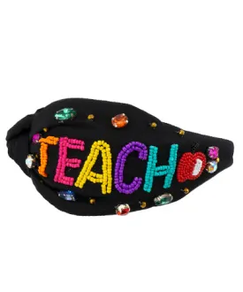 'Teach' Beaded Headband - Black