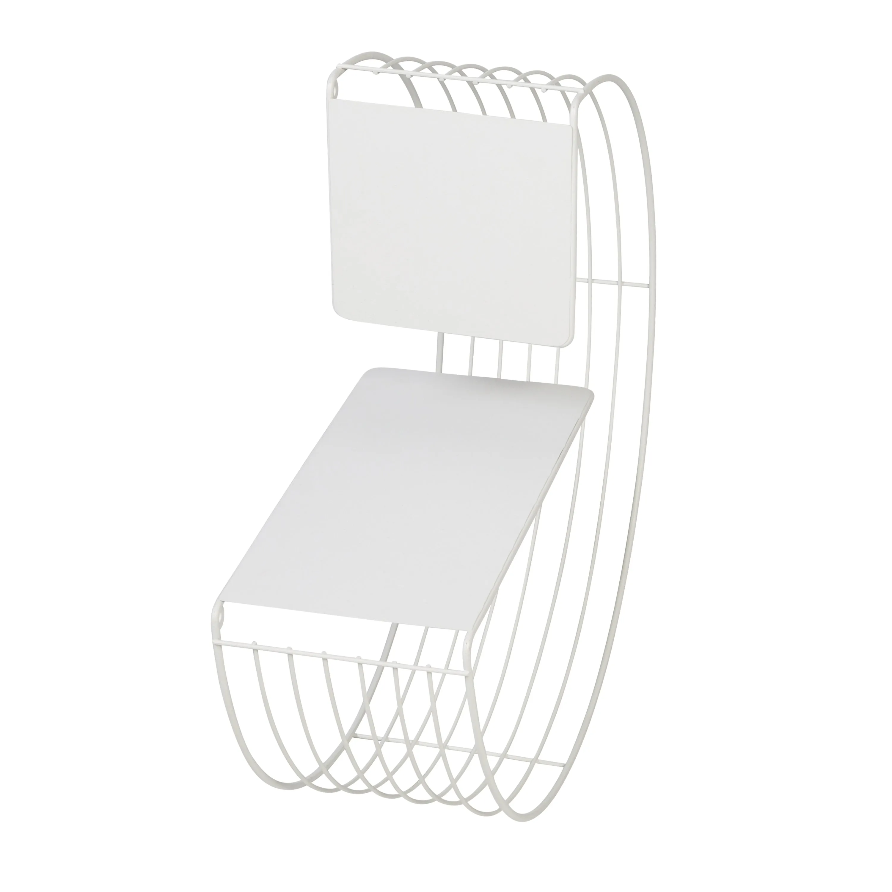 White Floating Circular Decorative Metal Wall Shelf