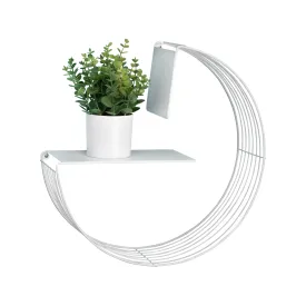 White Floating Circular Decorative Metal Wall Shelf